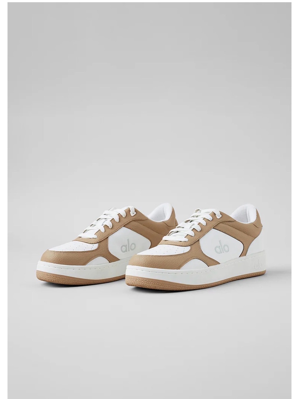 ALO Yoga Low-Top Sneakers in Tan and White